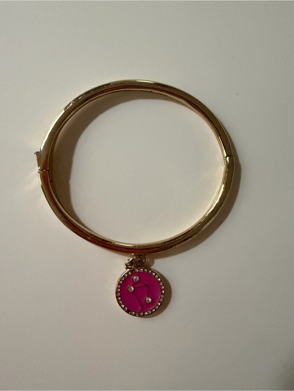 Kate Spade Bracelet Clasp Bangle Pink Libra Horoscope Sign Crystal Sparkle
